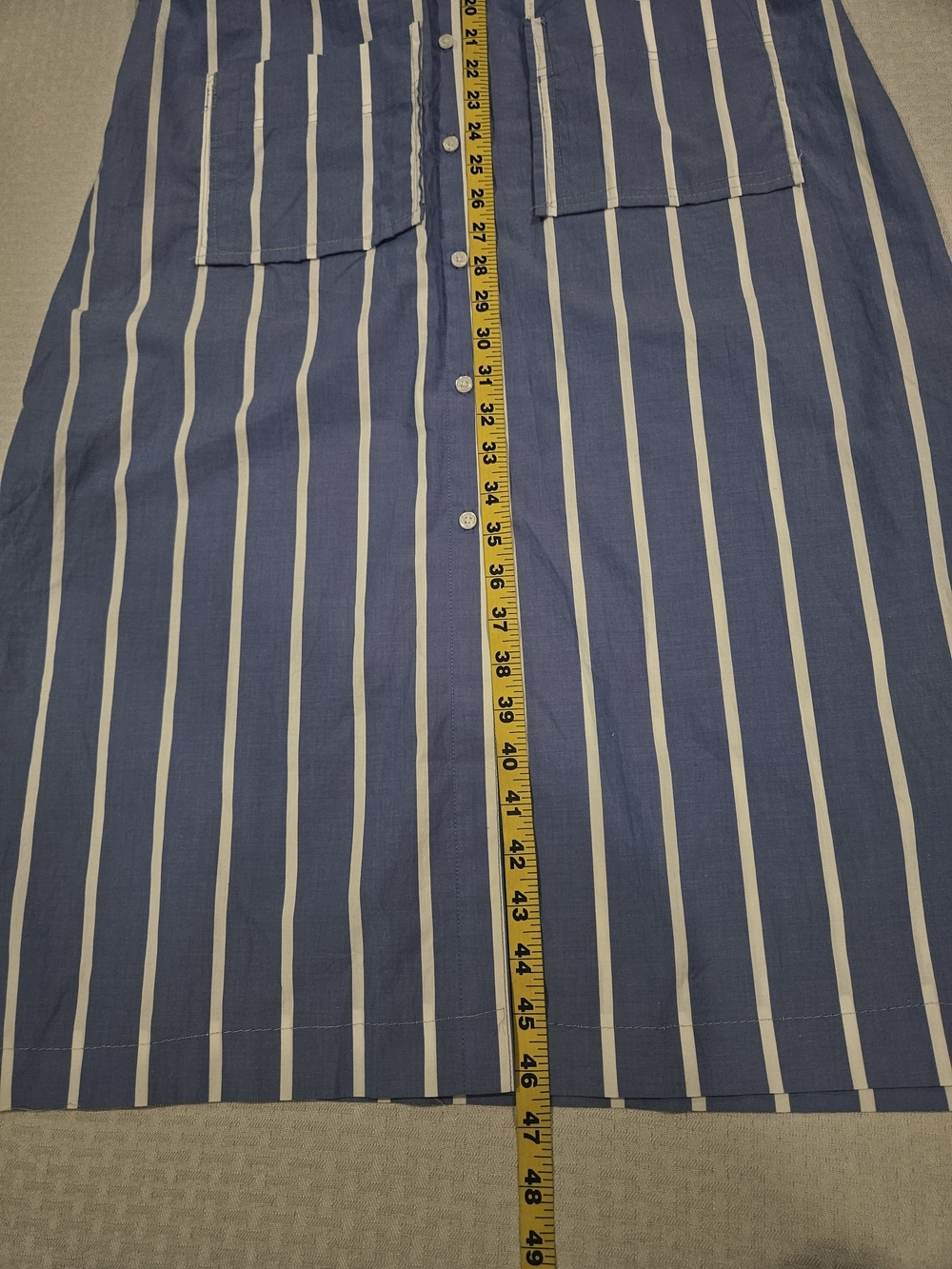 Striped Blue Maxi Shirt Dress with Front Pockets Size S . - Picture 7 of 9